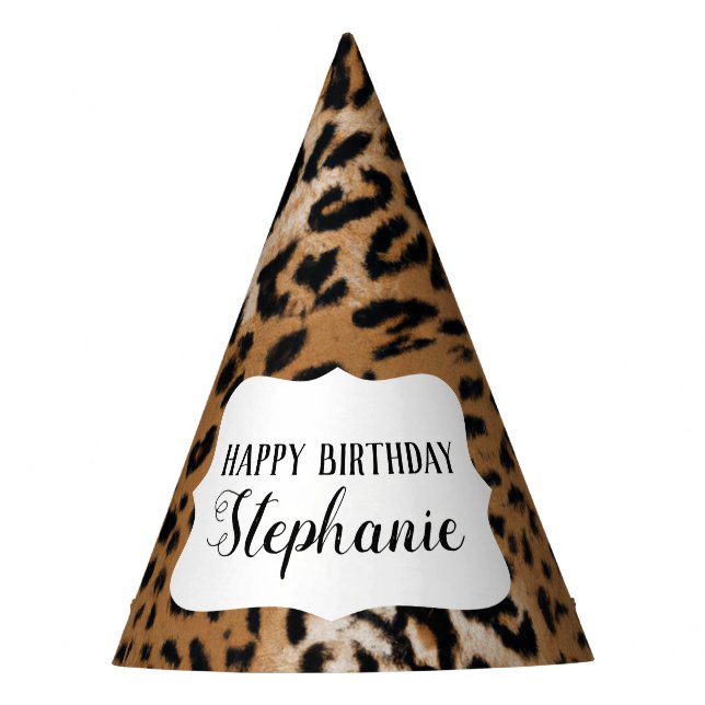 Leopard Animal Print Kids Birthday Party Hat (Front)