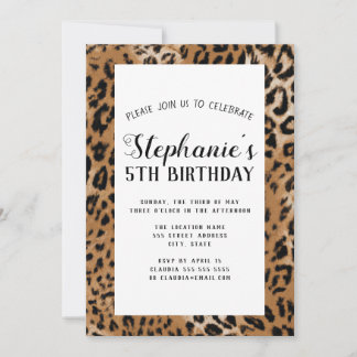 Leopard Animal Print Kids Birthday Party Invitation