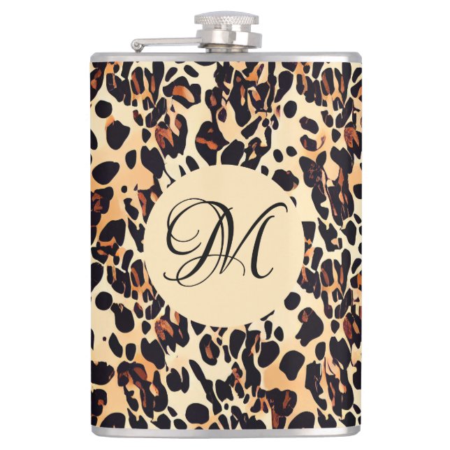  Leopard Animal Print Monogram Flask (Front)