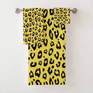 Leopard animal print pattern bathroom towel set