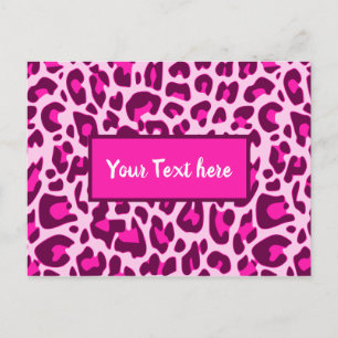 Leopard Animal Print Pattern Bright Pink Coloured Postcard