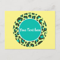 Leopard Animal Print Pattern Circle Yellow Teal