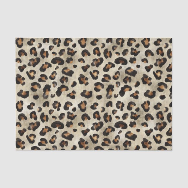 Leopard Animal Print Pattern In Beige And Brown Tissue Paper (Front)