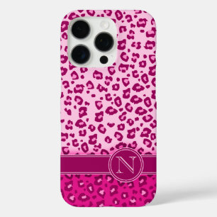 Leopard animal print pink monogram  iPhone 16 pro case