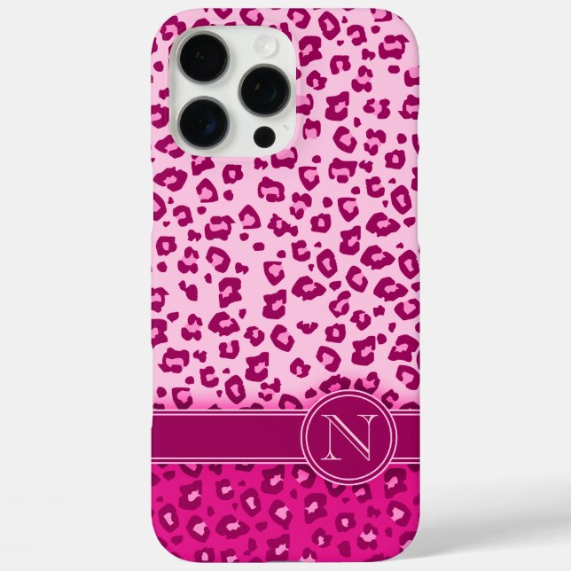 Leopard animal print pink monogram  Case-Mate iPhone case (Back)