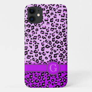 Leopard animal print purple monogram Case-Mate iPhone case
