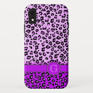 Leopard animal print purple monogram Case-Mate iPhone case