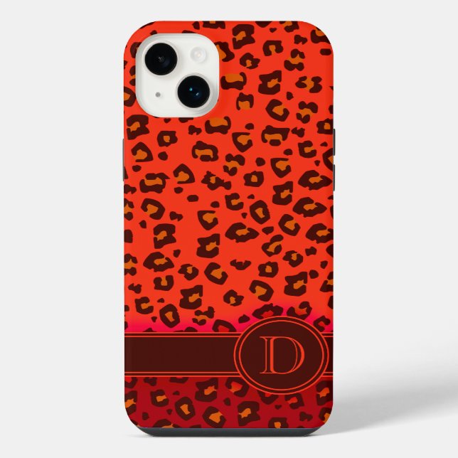 Leopard animal print reds monogram iphone case (Back)