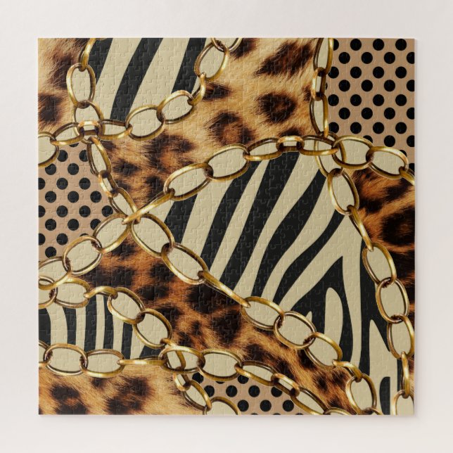 Leopard Animal Print Seamless Pattern Jigsaw Puzzle (Vertical)