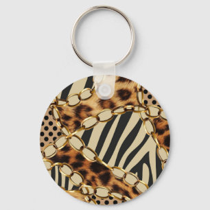 Leopard Animal Print Seamless Pattern Key Ring