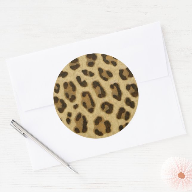 Leopard Animal Print Skin Pattern Classic Round Sticker (Envelope)