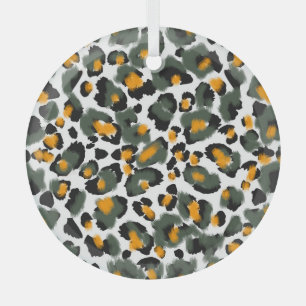 Leopard Animal Print Texture Background Glass Tree Decoration