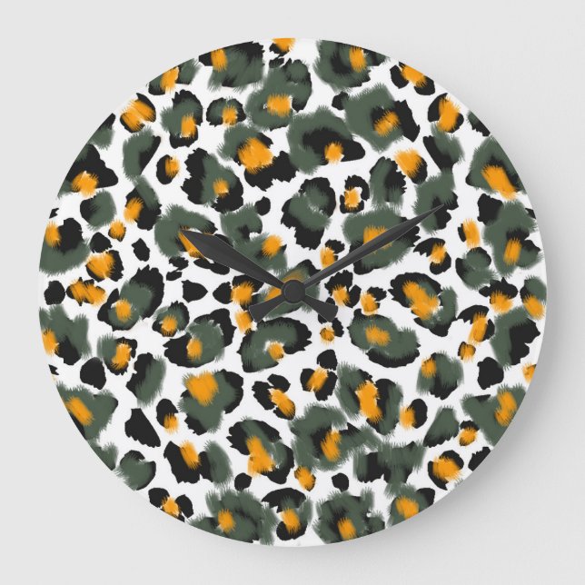Leopard Animal Print Texture Background Large Clock (Front)