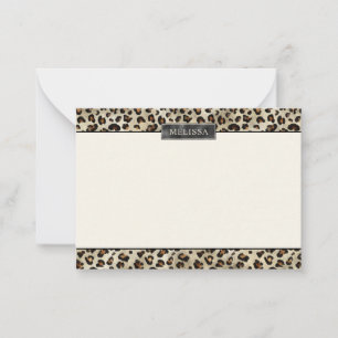 Leopard Animal Print With Black Faux Foil And Name Card