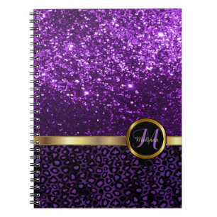 Leopard Animal Print with Purple Glitter Notebook