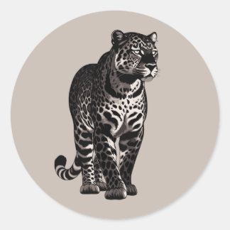 Leopard Animal Standing Classic Round Sticker