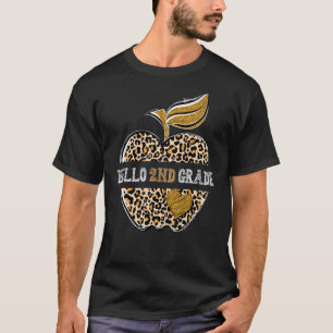 Leopard Apple Hello 2nd Grade Teacher Back To Scho T-Shirt