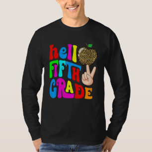 Leopard Apple Hello 5th Grade Teacher Kids Back To T-Shirt