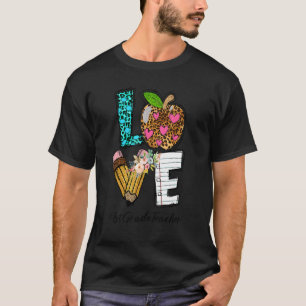 Leopard Apple Love 1st Grade Teacher Back To Schoo T-Shirt