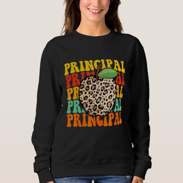 Leopard Apple Principal Teacher Appreciation Back  Sweatshirt (Front)