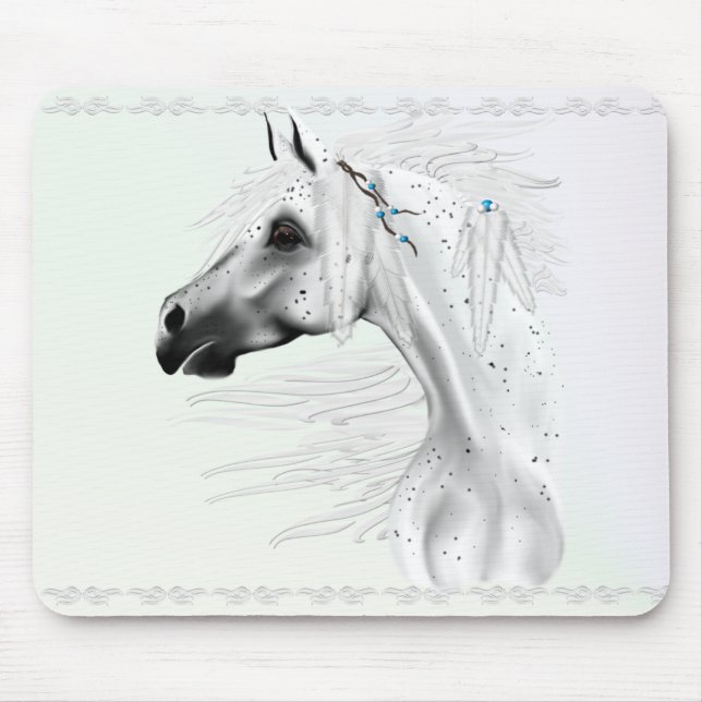 Leopard Appy and White Feathers Mousepad (Front)