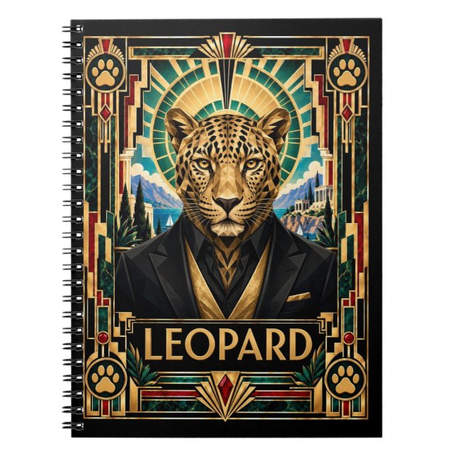 Leopard, Art Deco Wildlife Notebook (Front)