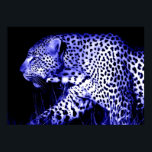 Leopard at Blue Night Poster Pop Art Wild Animals<br><div class="desc">Face of Leopard Posters Prints - Motivational Courage / Confidence Pop Art Tigers - Blue Tones Tiger Head / Portrait Digital Animal Artwork - Tiger Eyes Pop Art Image - Head of Leopard Portrait - Wild Big Cats Digital Images</div>