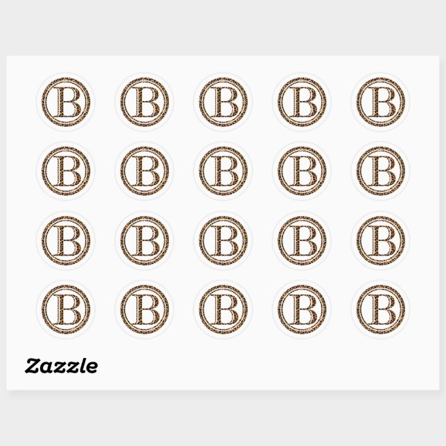 leopard B Classic Round Sticker (Sheet)