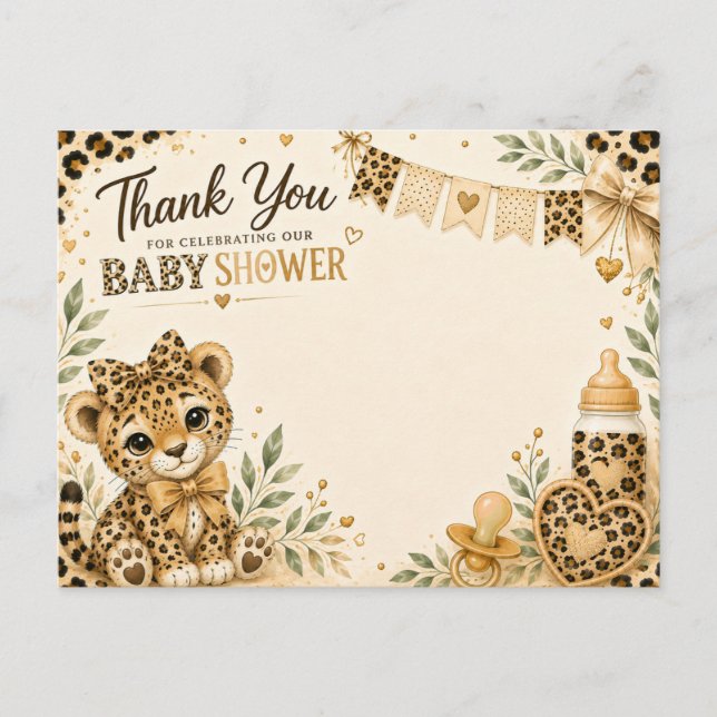 Leopard Baby shower thank you  Postcard (Front)