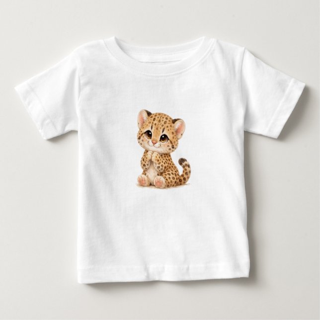 Leopard Baby T-Shirt – Cute Spotted & Striped Babi (Front)