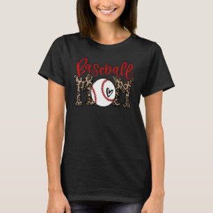 Leopard Baseball Mom Game Day Vibes T-Ball Mom Mot T-Shirt
