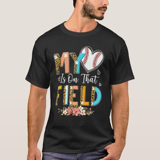 Leopard Baseball Mom My Heart Is On That Field Mot T-Shirt (Front)