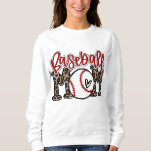 Leopard Baseball Mum Game Day Vibes T-ball Mum Mot Sweatshirt