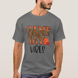 Leopard Basketball Game Day Vibes Basketball Mom M T-Shirt