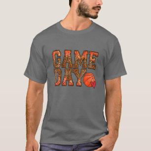 Leopard Basketball Game Day Vibes Basketball Mum M T-Shirt