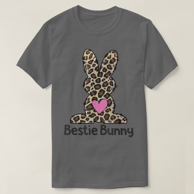 Leopard Bestie BFF Easter Bunny Happy Easter Day B T-Shirt (Design Front)