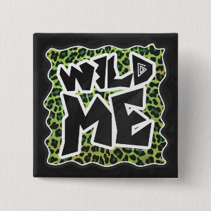 Leopard Black and Green Print 15 Cm Square Badge