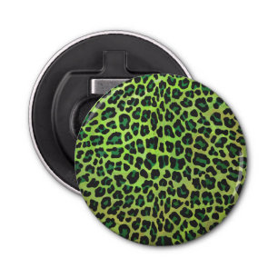 Leopard Black and Green Print Bottle Opener