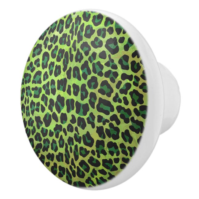 Leopard Black and Green Print Ceramic Knob (Right)