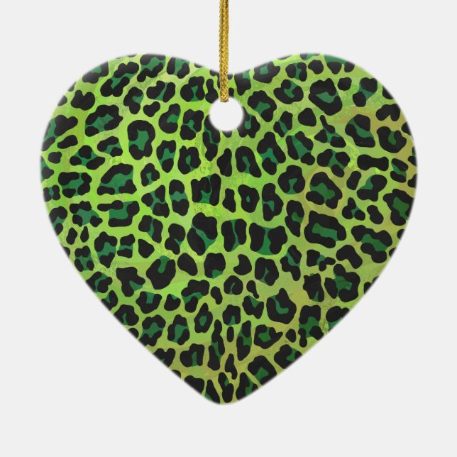 Leopard Black and Green Print Ceramic Tree Decoration (Back)