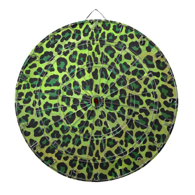 Leopard Black and Green Print Dartboard (Front)