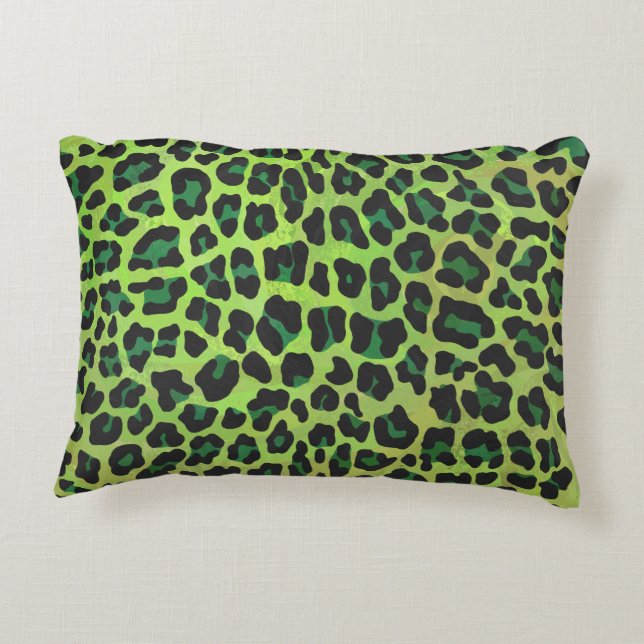 Leopard Black and Green Print Decorative Cushion (Back)