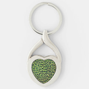 Leopard Black and Green Print Key Ring