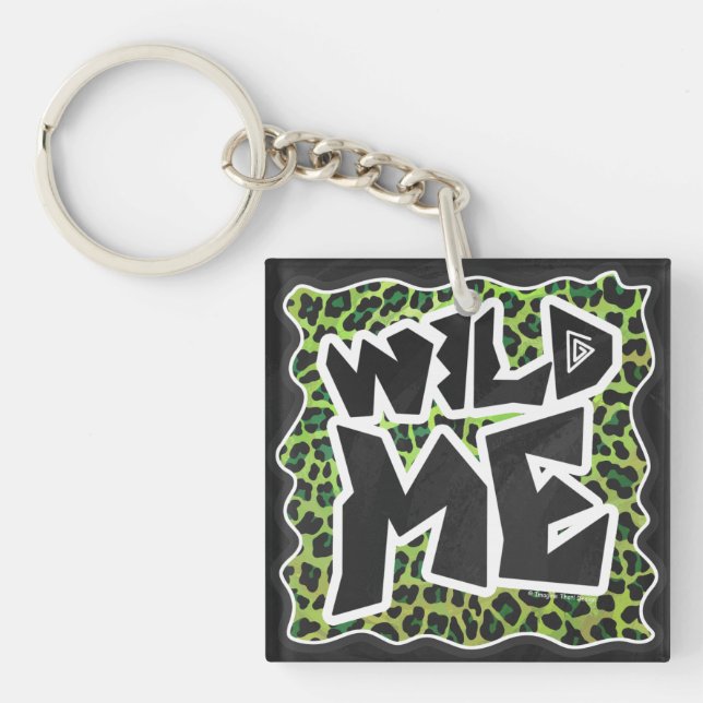 Leopard Black and Green Print Key Ring (Front)