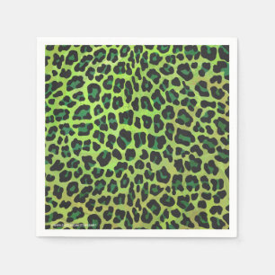 Leopard Black and Green Print Napkin