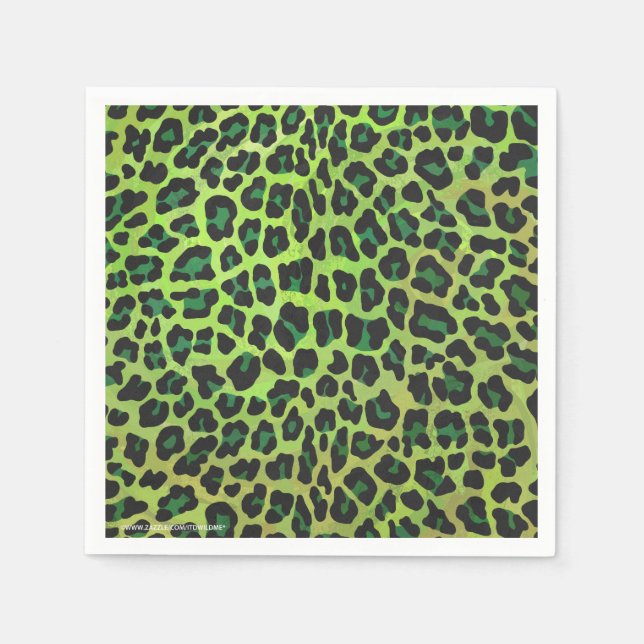 Leopard Black and Green Print Napkin (Front)
