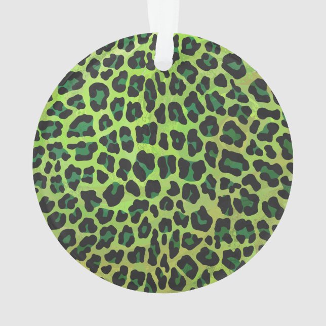 Leopard Black and Green Print Ornament (Back)