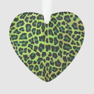 Leopard Black and Green Print Ornament
