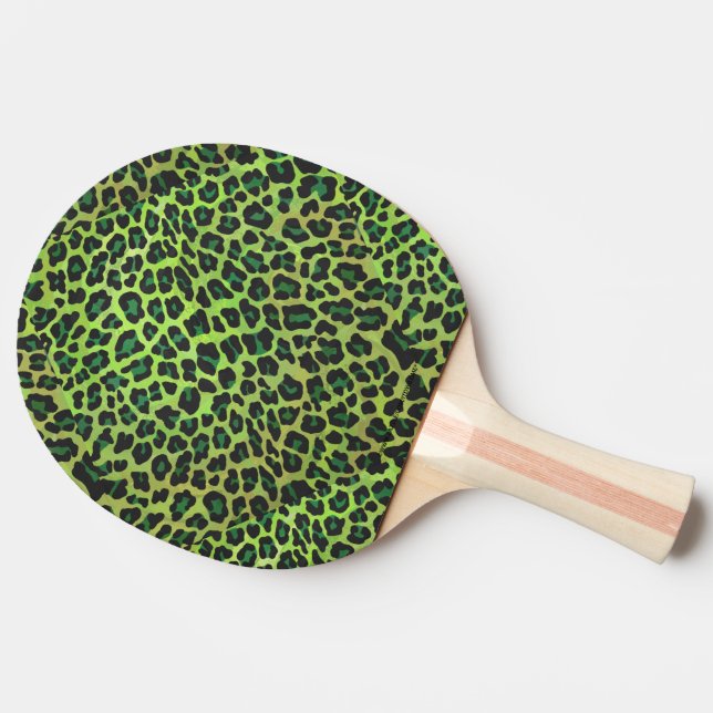 Leopard Black and Green Print Ping Pong Paddle (Side)