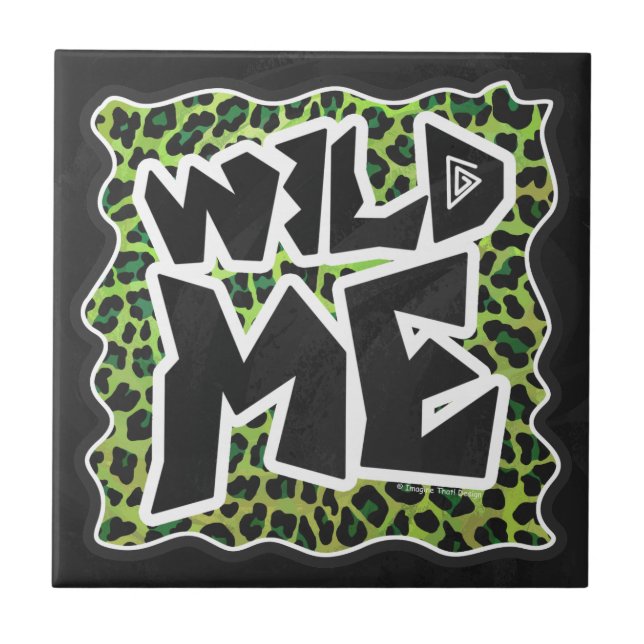 Leopard Black and Green Print Tile (Front)
